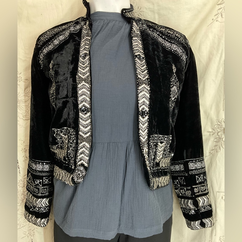 Raga Lunar Eclipse black velvet embellished jacket Size S